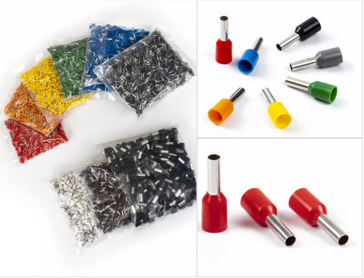 Đồng thau E1018 Thiết bị đầu cuối uốn cách điện trước Ferrule AWG 18 Đầu nối dây